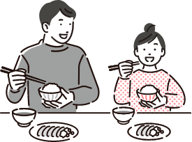 家族が食事をしているイメージイラスト